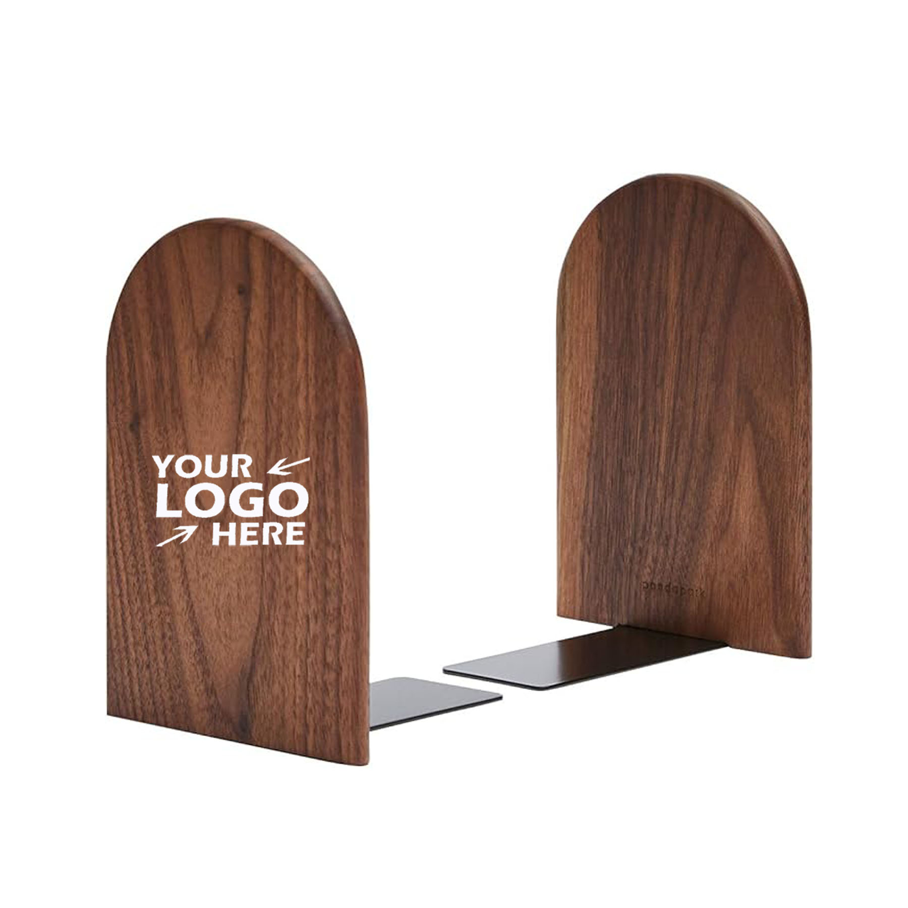 US-QQW1062 Semi-elliptical Walnut Wood Bookend Logo