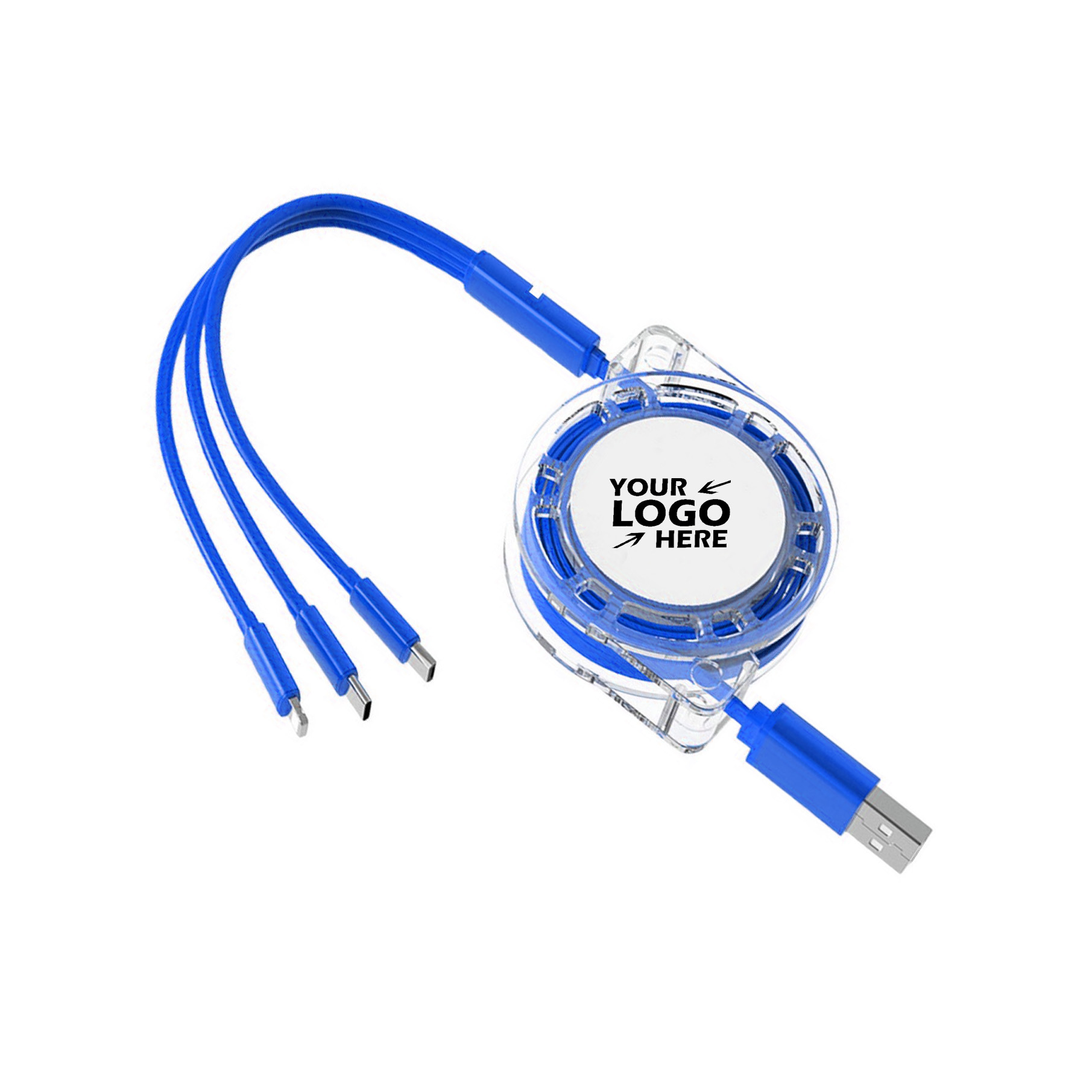 IK-GLC1143 3-in-1 Retractable Data Cable blue logo